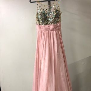 Jovani light pink beaded prom dress